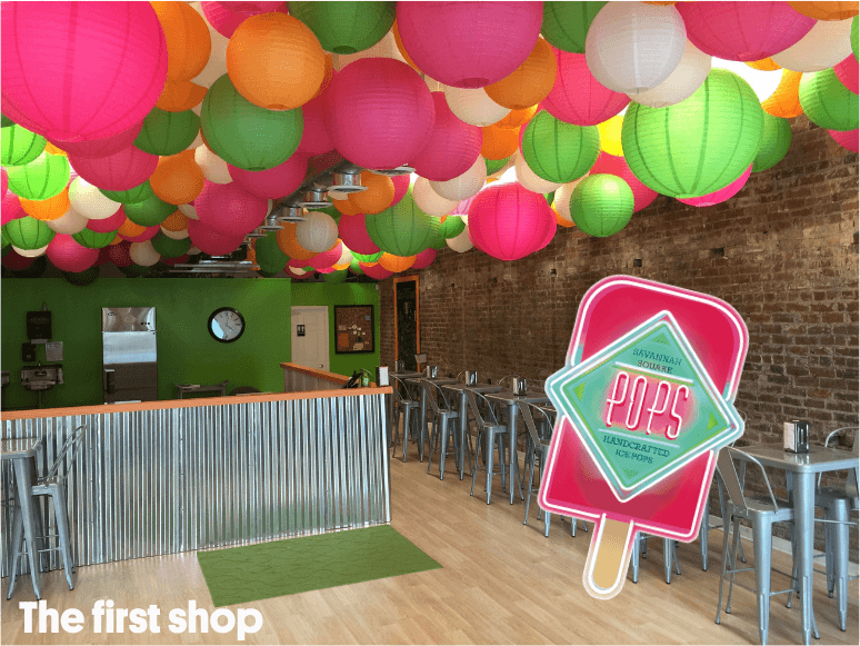 The first Savannah Square Pops shop with its original neon sign