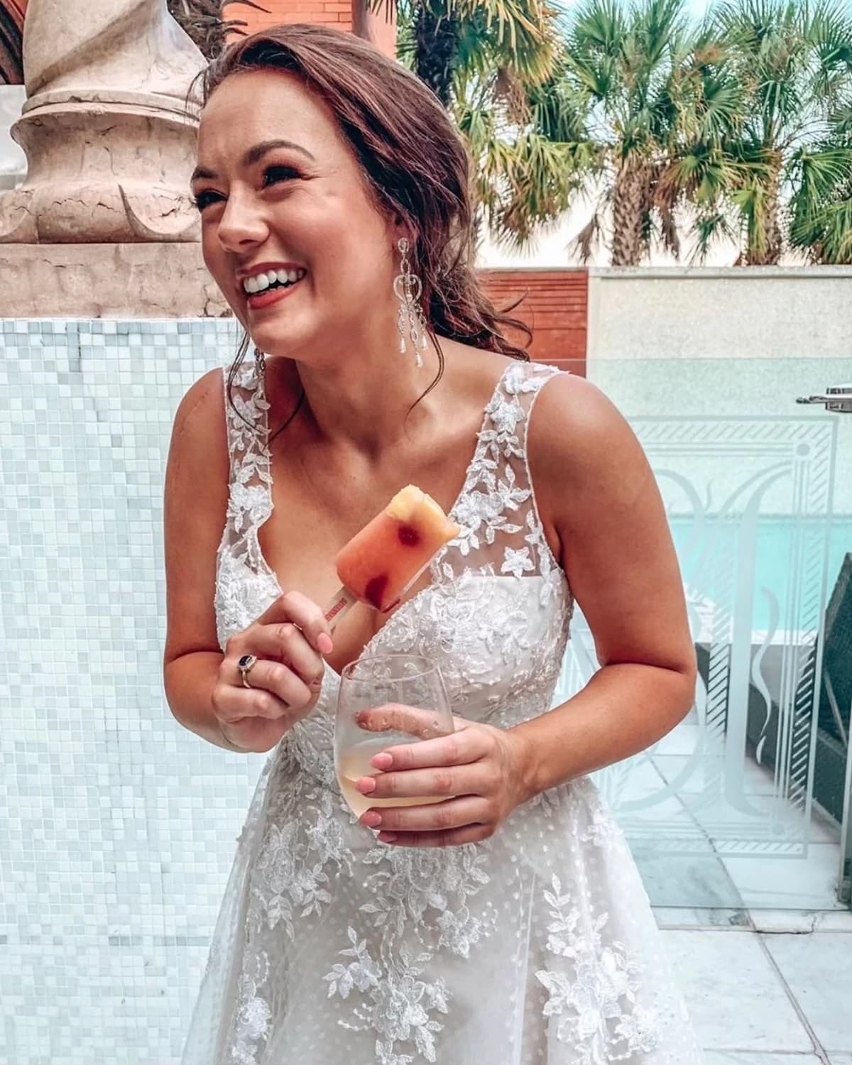 A bride enjoying a Savannah Square Pops pop