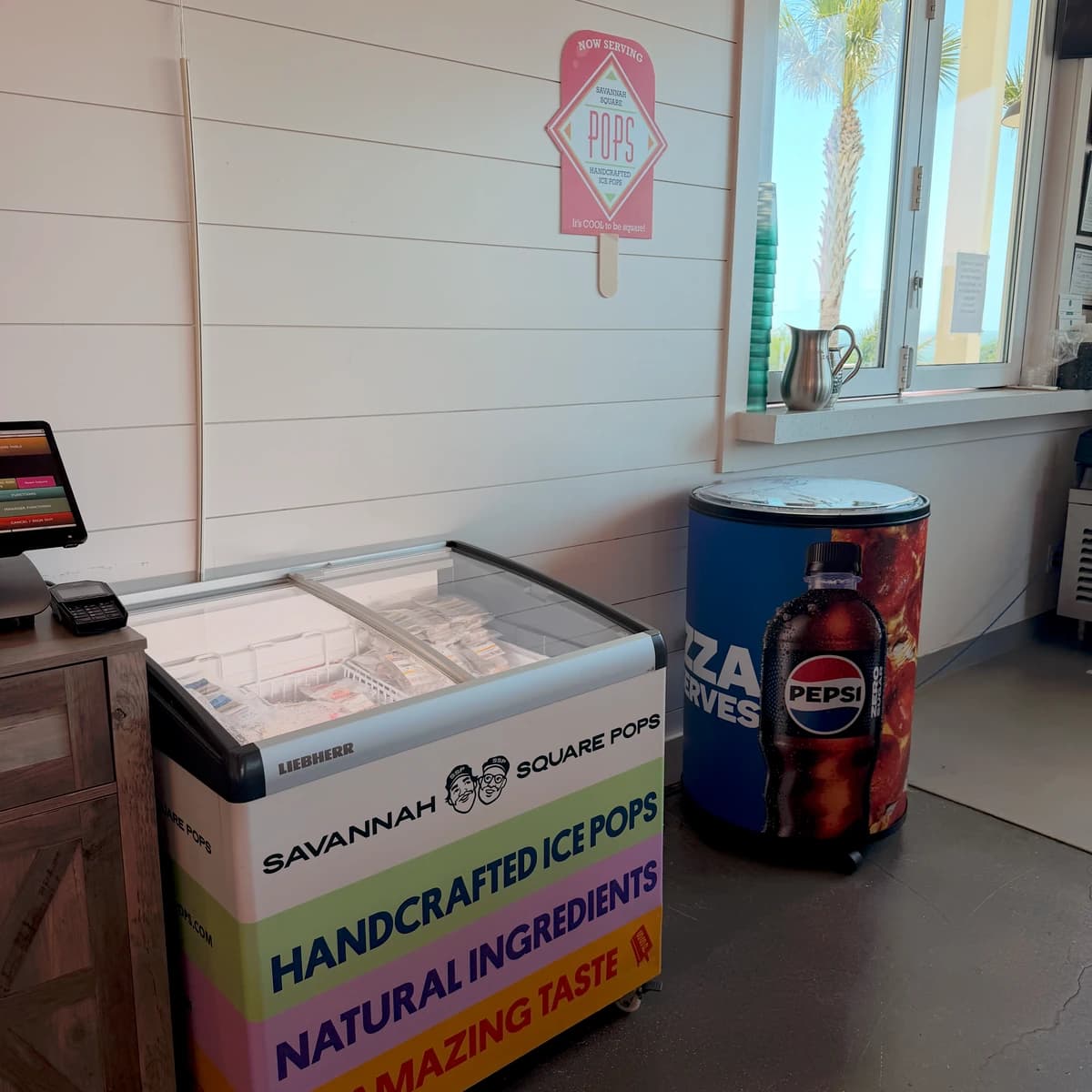 Savannah Square Pops display at 24 Coastal Grill — Jekyll Island
